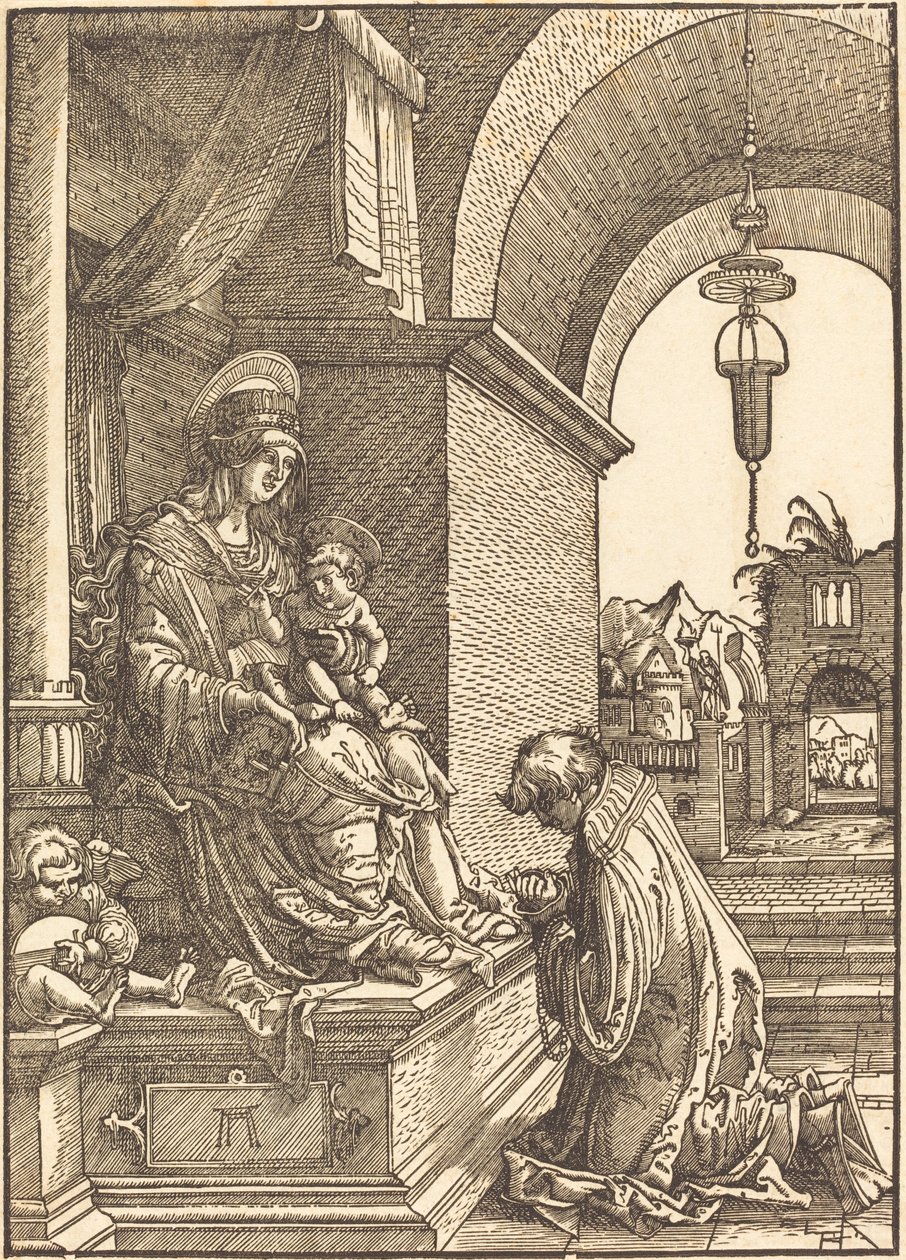 Suppliant knästående inför jungfrun och barnet av Albrecht Altdorfer