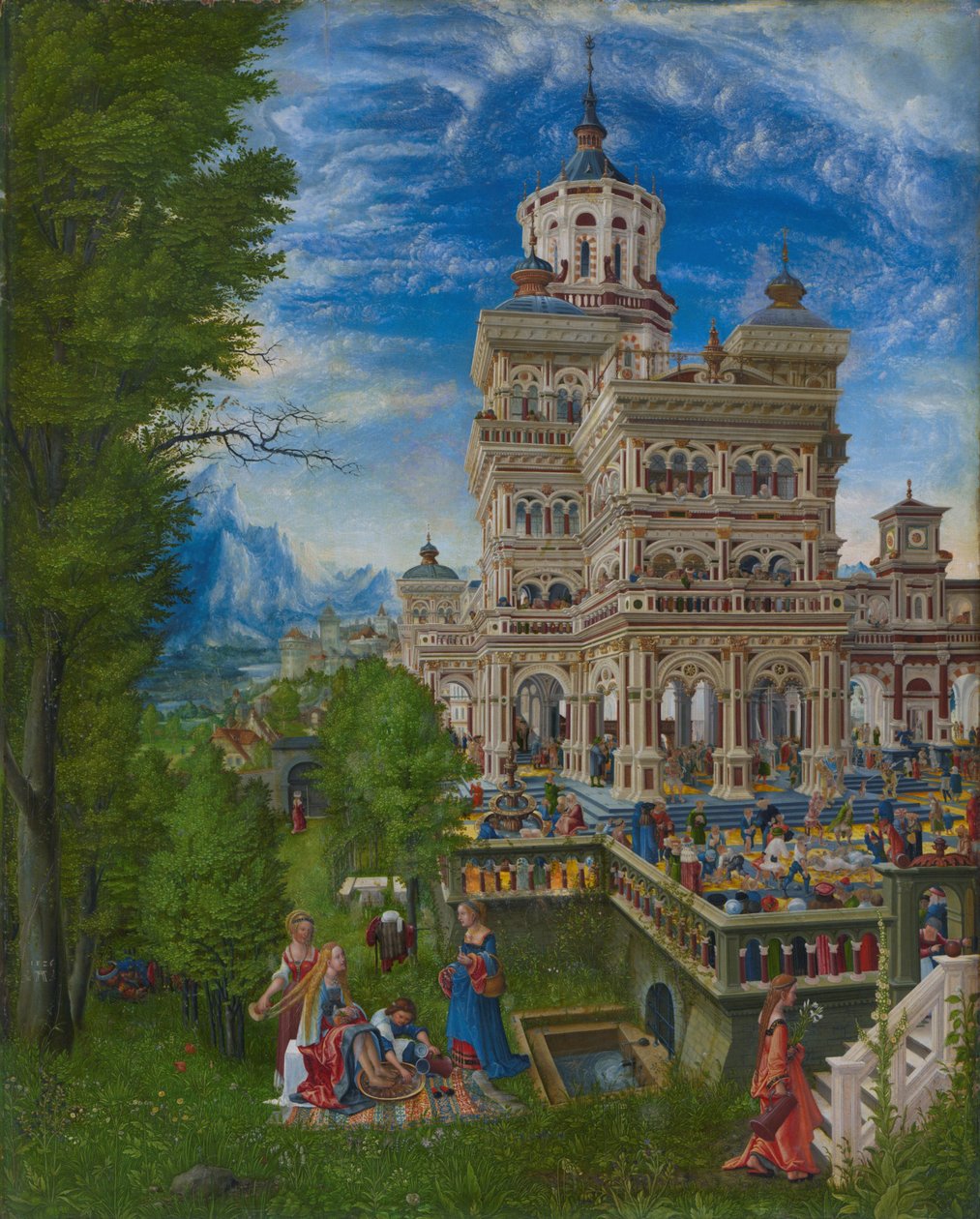 Susanna i badet och steningen av de äldre av Albrecht Altdorfer