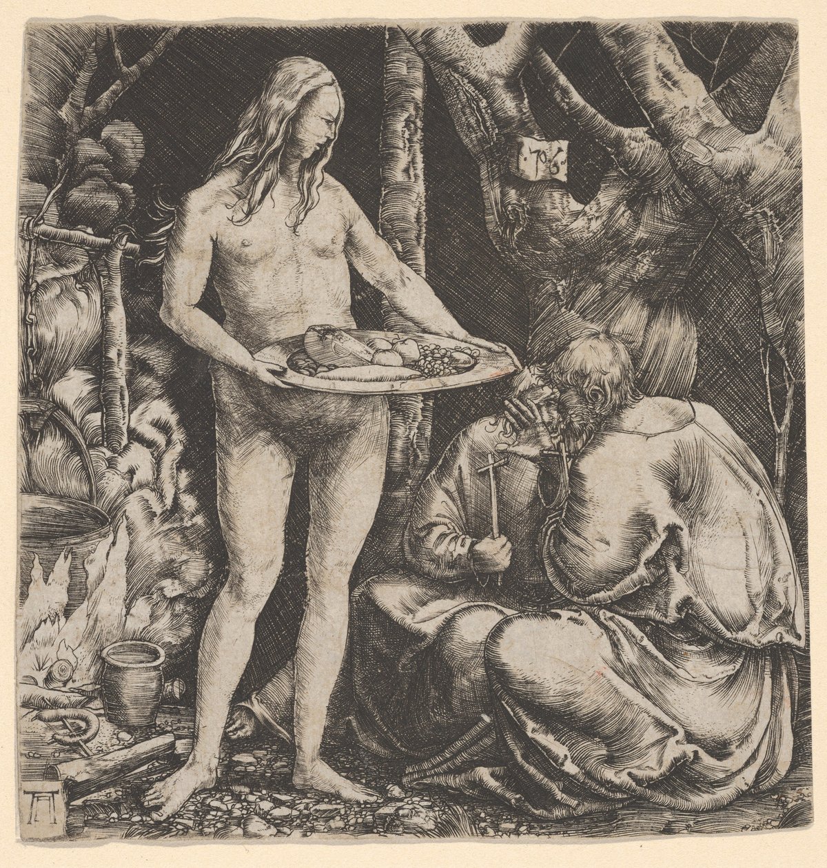 Två eremiters frestelse av Albrecht Altdorfer