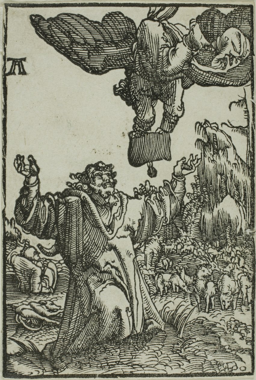 Bebådelsen till Joachim, från människans fall och återlösning av Albrecht Altdorfer