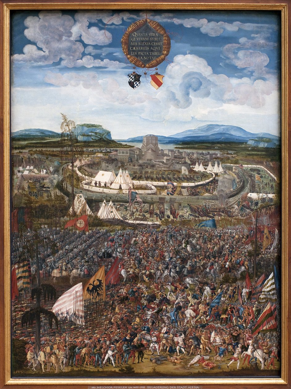 Slaget vid Alexander. Alexander III av Makedoniens seger sa att den store (356-323 f.Kr.) över Darius III Codoman (omkring 380-330 f.Kr.), kung av perser, till Issos (nära dagens Iskenderun, Turkiet) 333 f.Kr. Målning av Albrecht Altdorfer (1480-153 av Albrecht Altdorfer