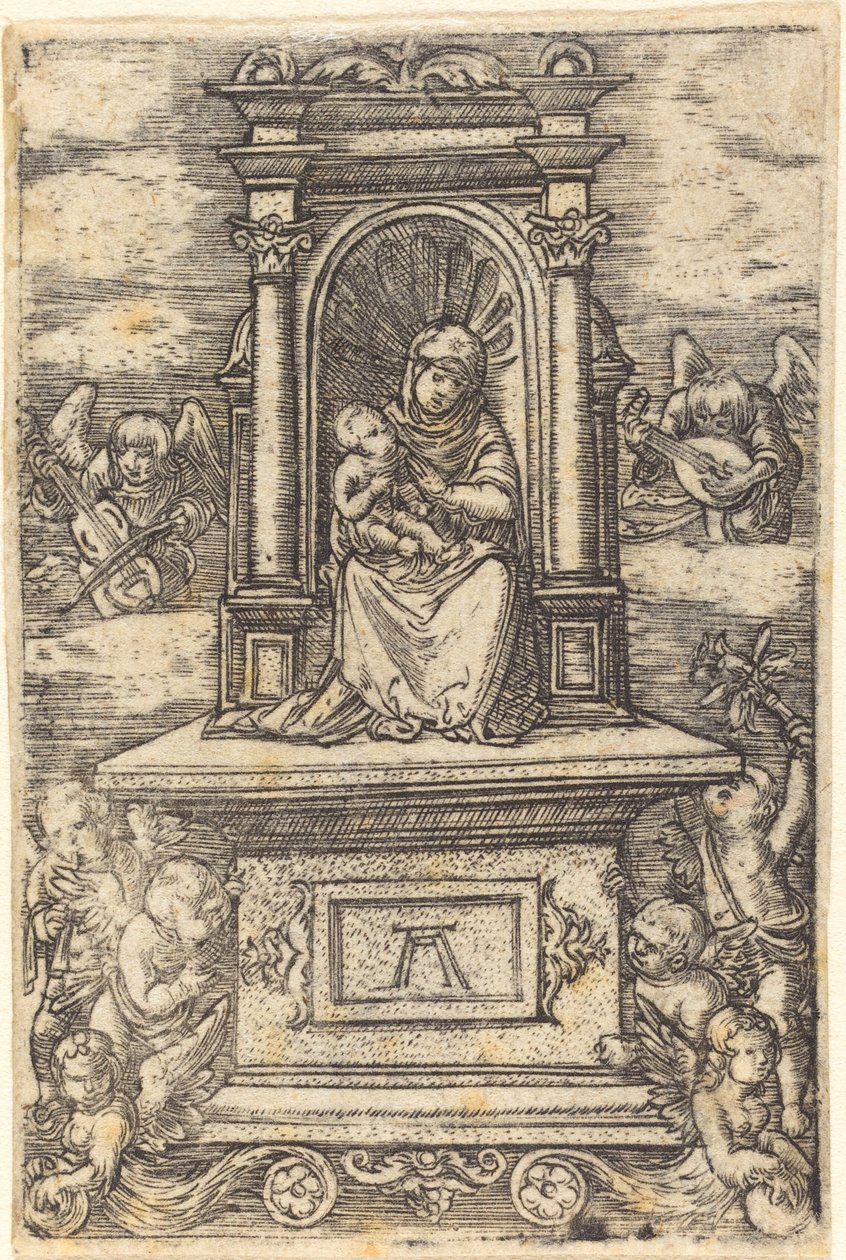 Den vackra jungfrun av Regensburg på ett altare av Albrecht Altdorfer