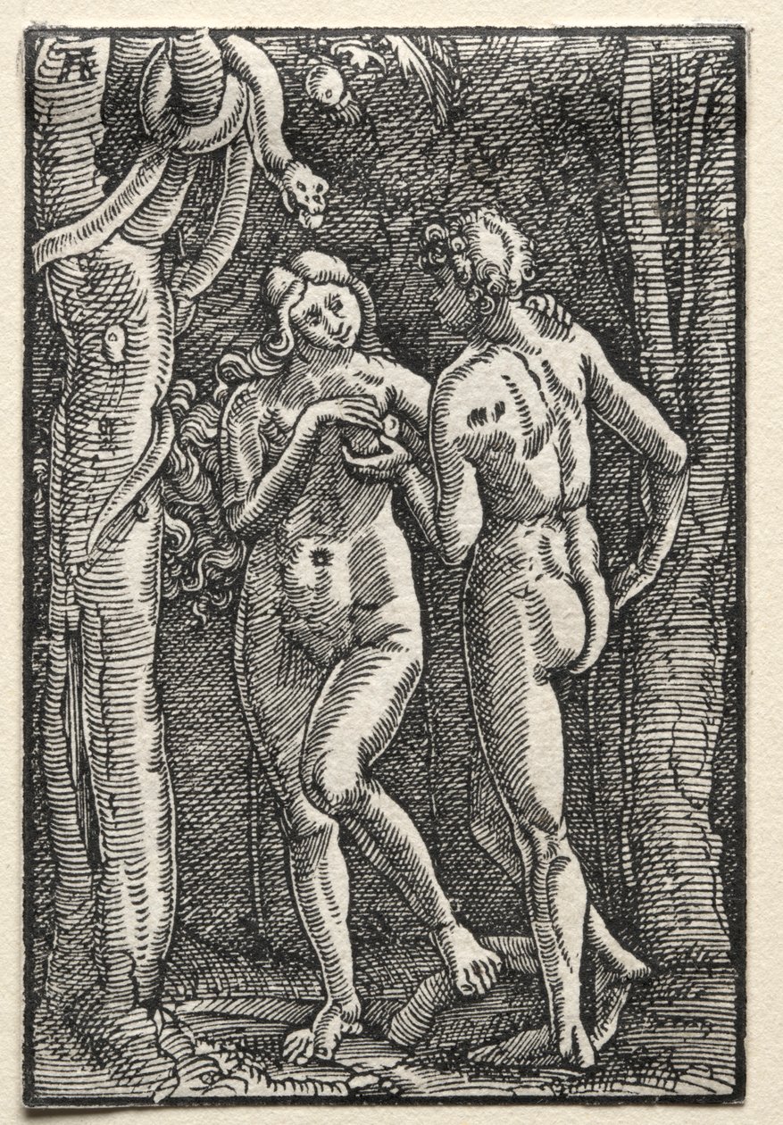 Människans fall och återlösning: Adam och Eva äter den förbjudna frukten av Albrecht Altdorfer