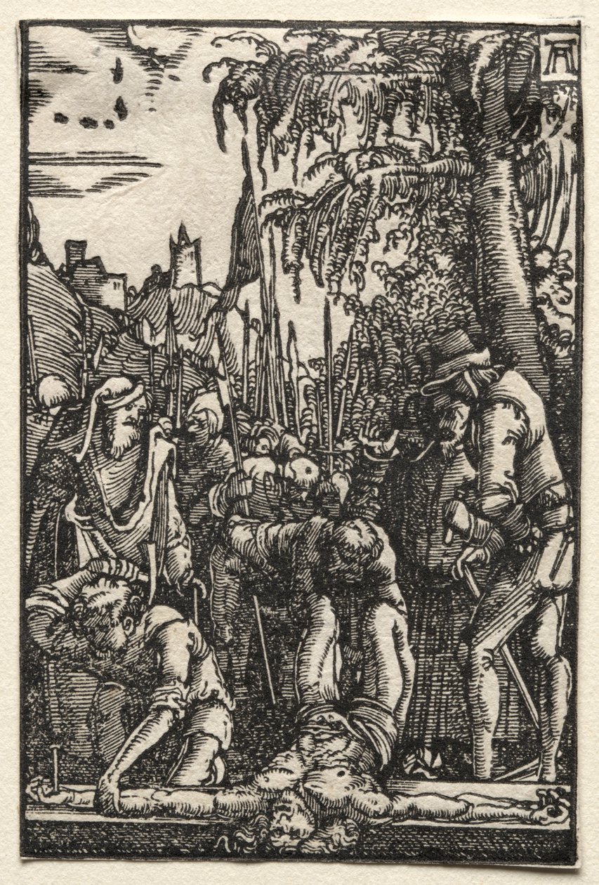 Människans fall och återlösning: Kristus spikad på korset av Albrecht Altdorfer