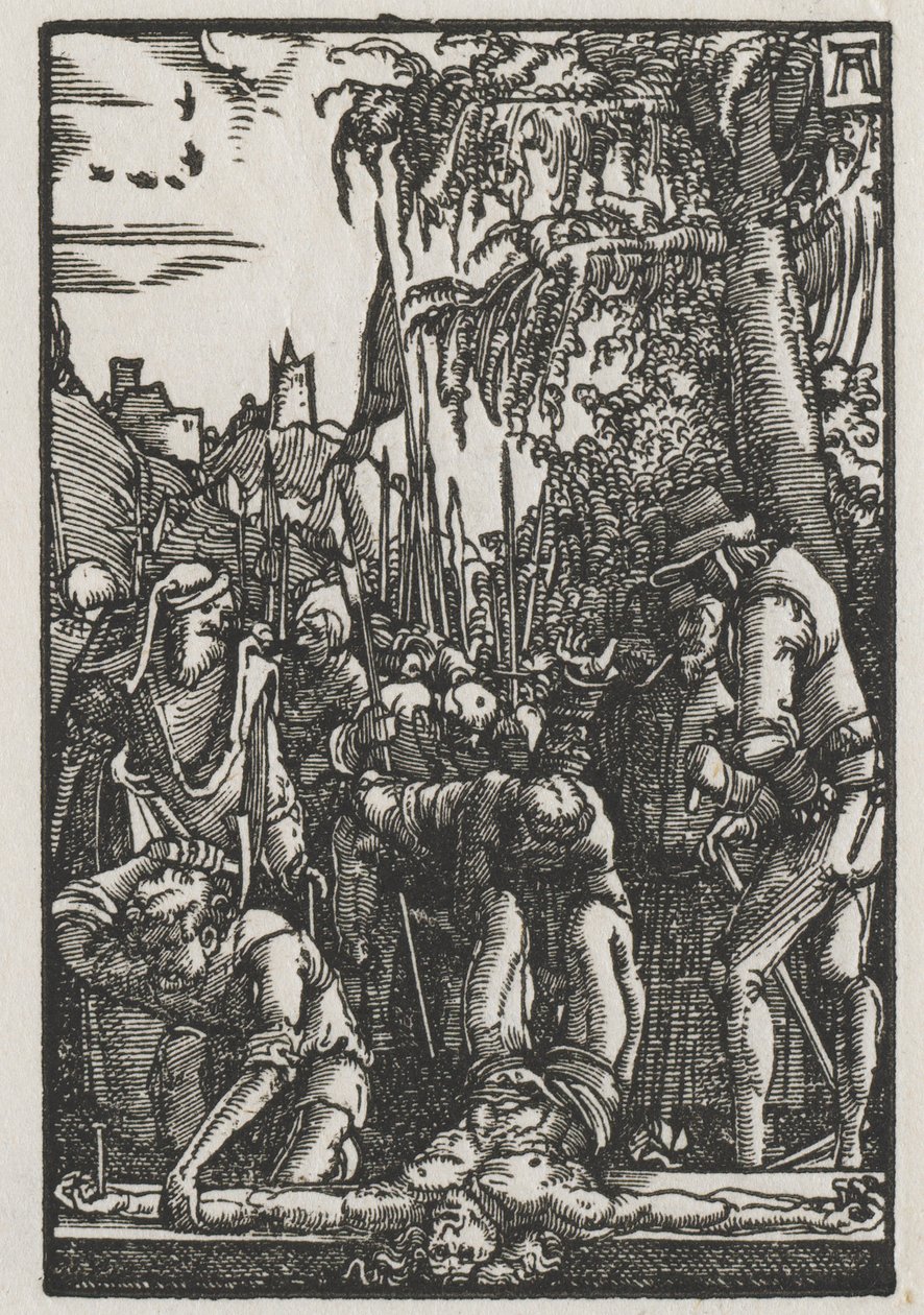 Människans fall och återlösning: Kristus spikad på korset av Albrecht Altdorfer