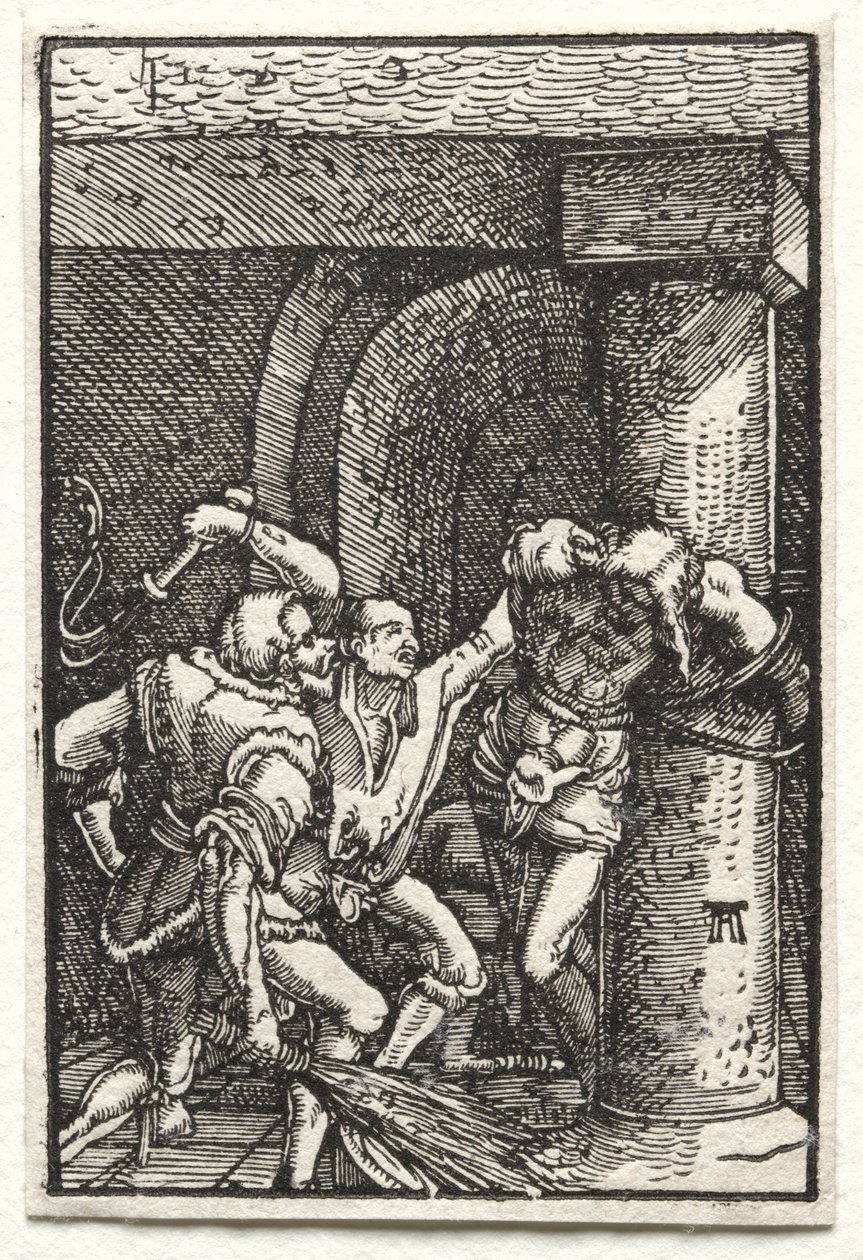 Människans fall och återlösning: Kristi flagellation av Albrecht Altdorfer