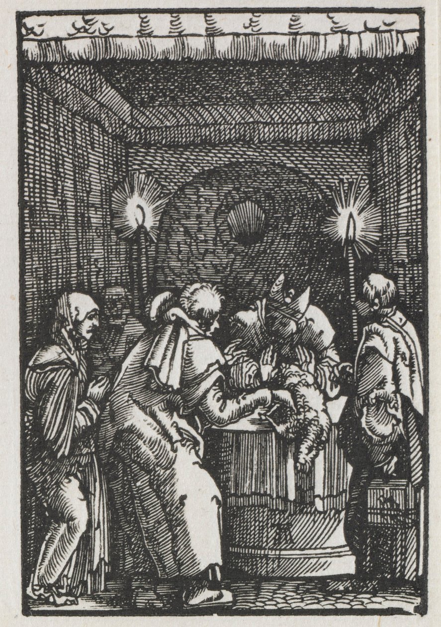 Människans fall och återlösning: Joachims offer förkastat av översteprästen, ca. 1515. av Albrecht Altdorfer