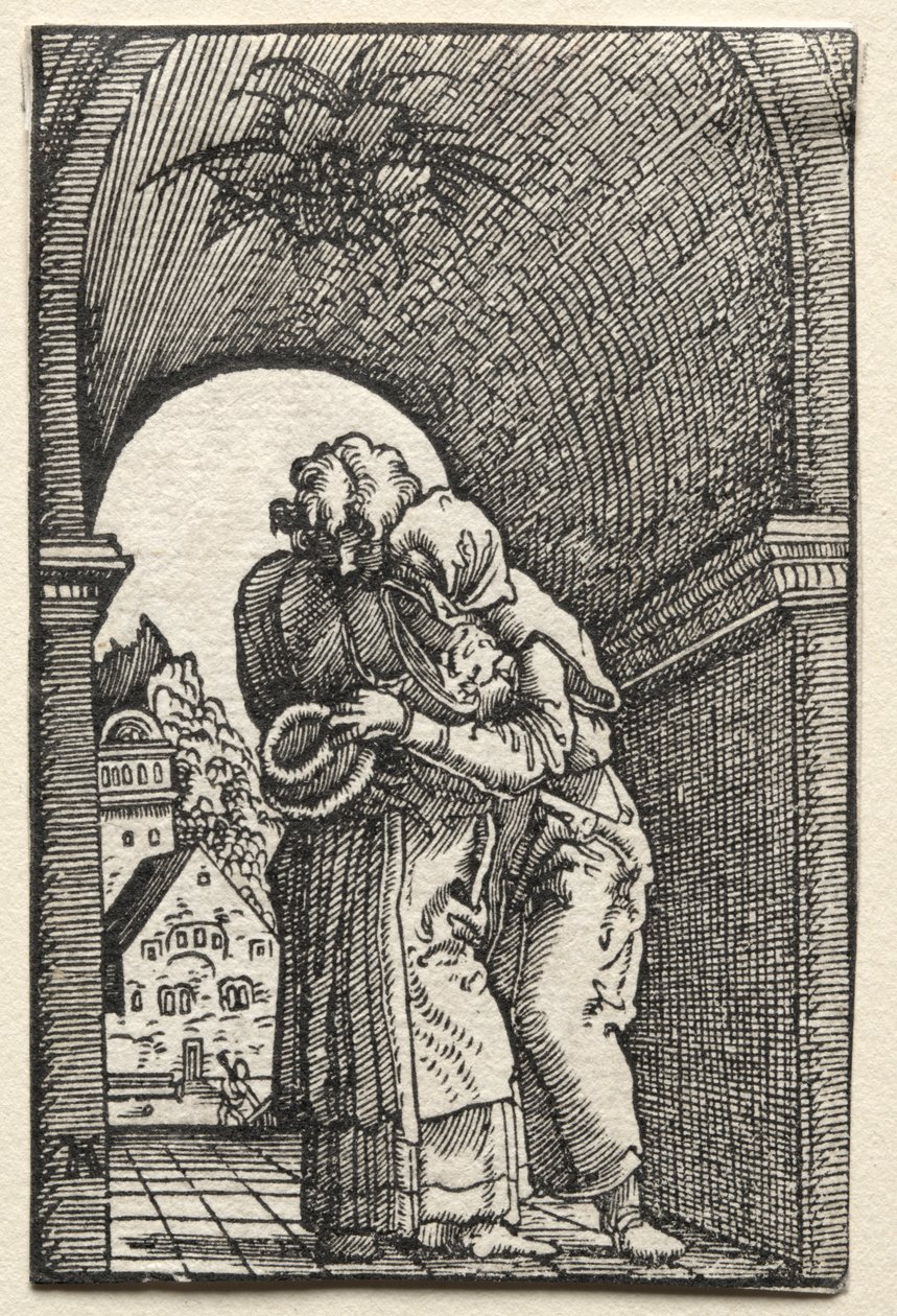 The Fall and Redemption of Man: The Embrace of Joachim and Anne at the Golden Gate av Albrecht Altdorfer