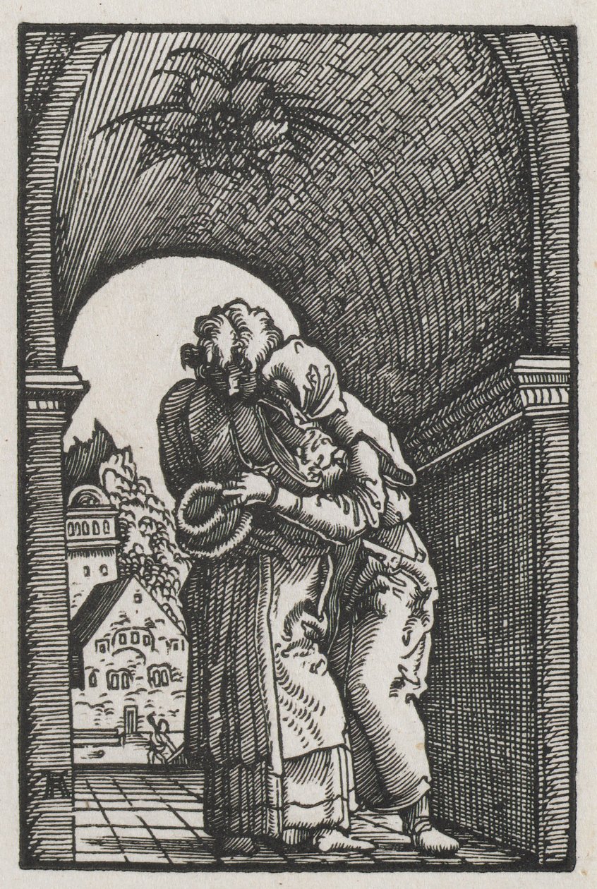 The Fall and Redemption of Man: The Embrace of Joachim and Anne at the Golden Gate av Albrecht Altdorfer