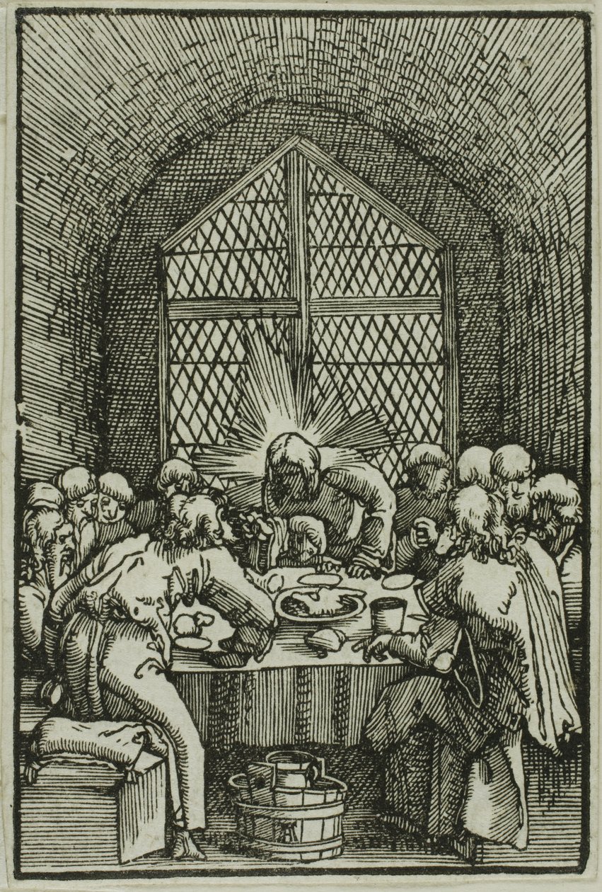 Den sista måltiden, från Människans fall och återlösning av Albrecht Altdorfer