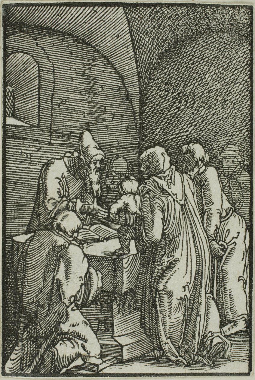 Presentationen i templet, från Människans fall och återlösning av Albrecht Altdorfer