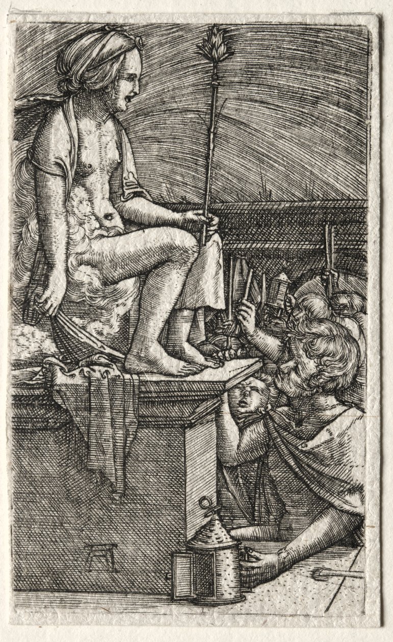 Den romerska kurtisanen eller The Revenge of the Sorcerer Virgil, 1520-1526. av Albrecht Altdorfer