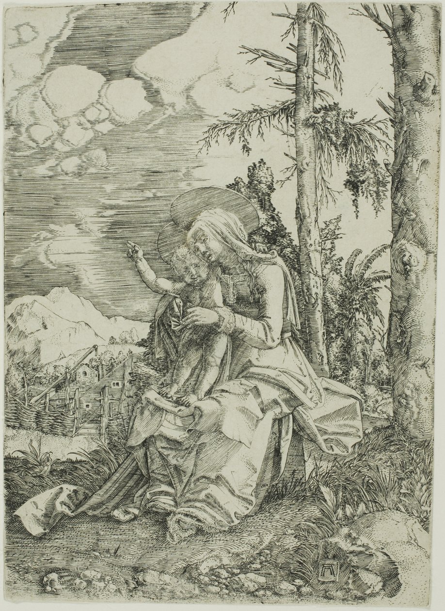 Jungfrun med det välsignande barnet i ett landskap av Albrecht Altdorfer