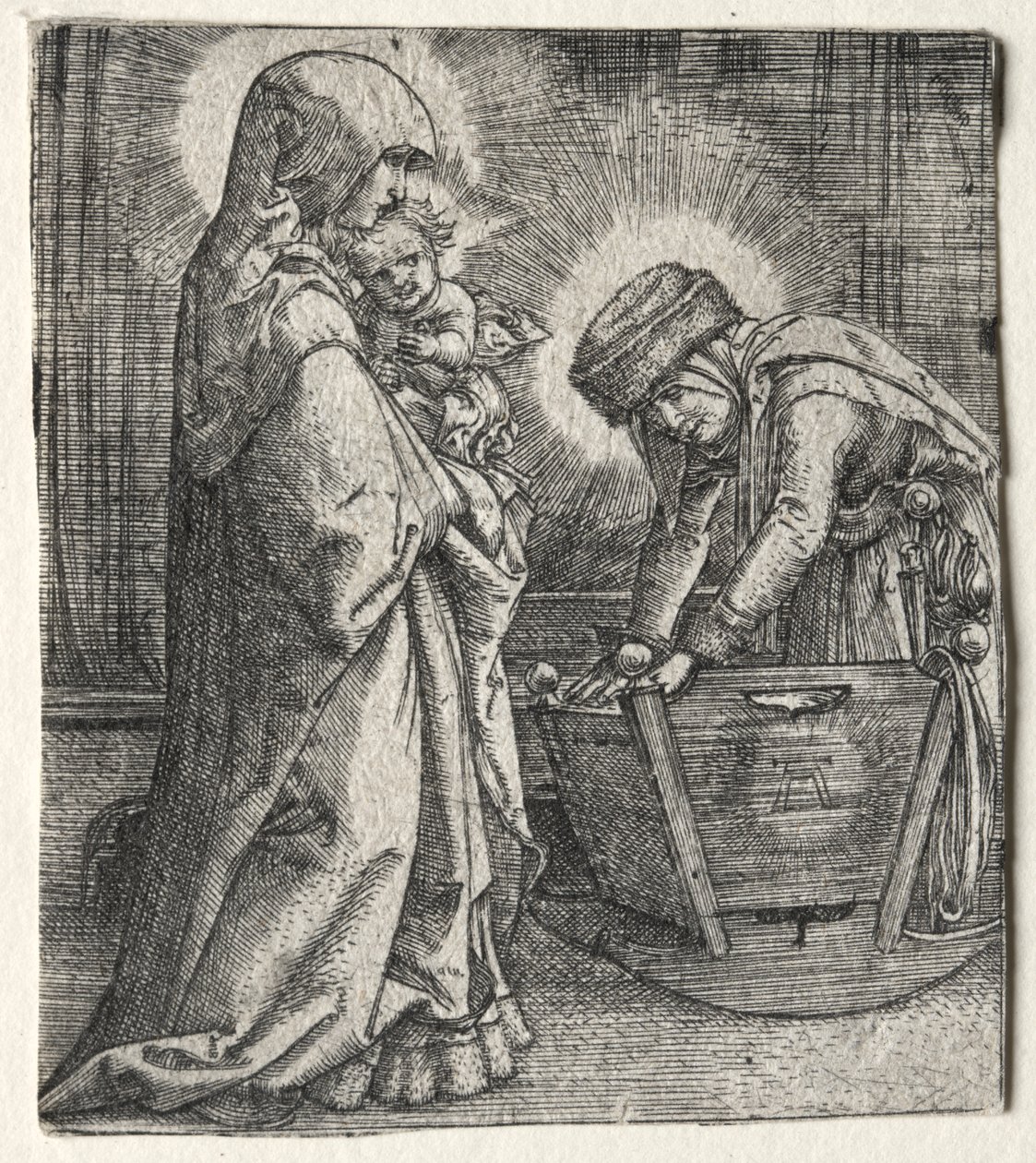 Jungfrun med barnet och Sankta Anna vid vaggan av Albrecht Altdorfer
