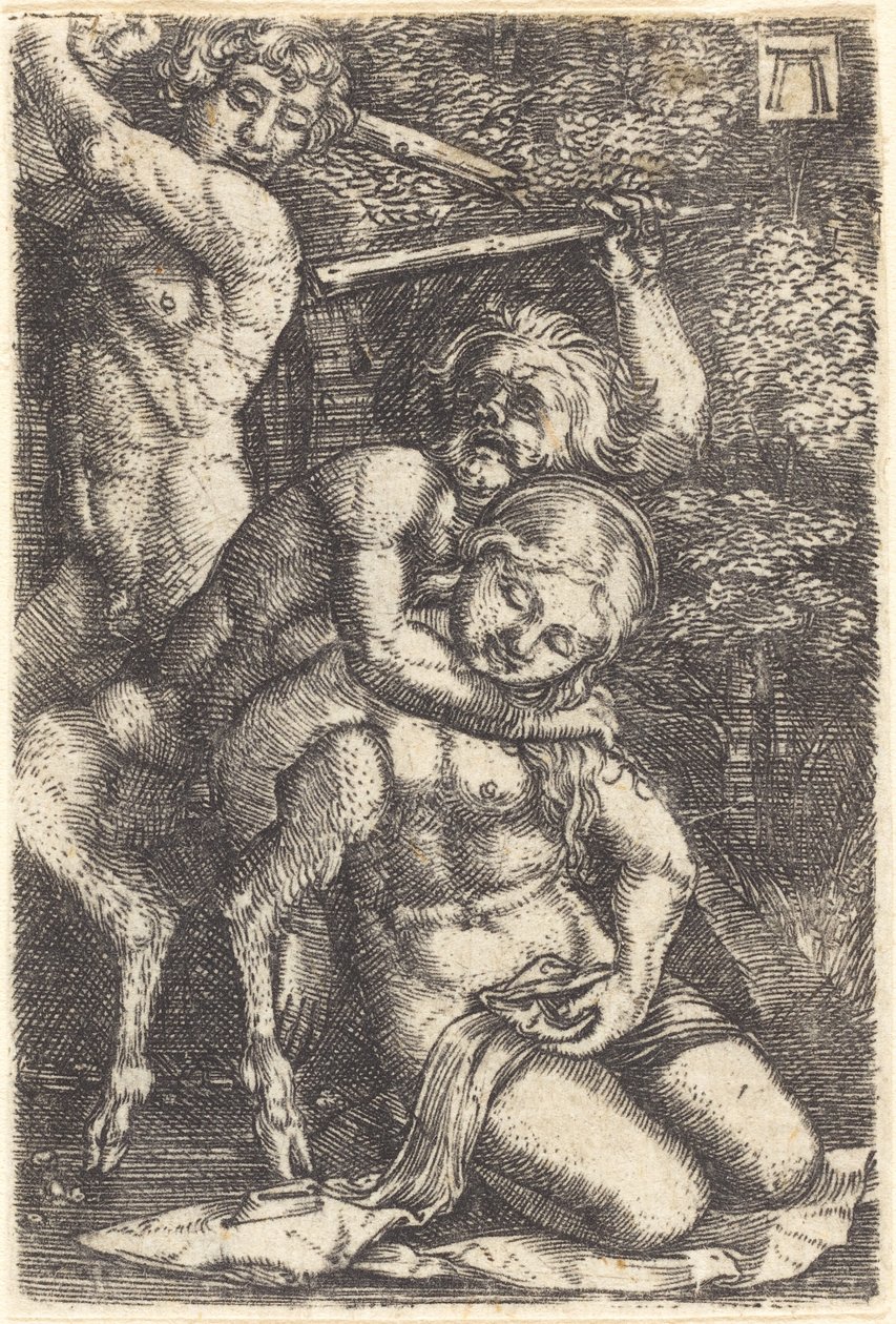 Två satyrer som slåss om en nymf av Albrecht Altdorfer