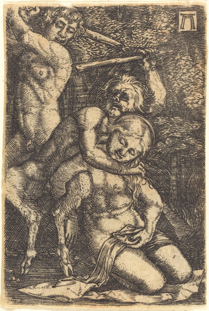 Två satyrer som slåss om en nymf av Albrecht Altdorfer