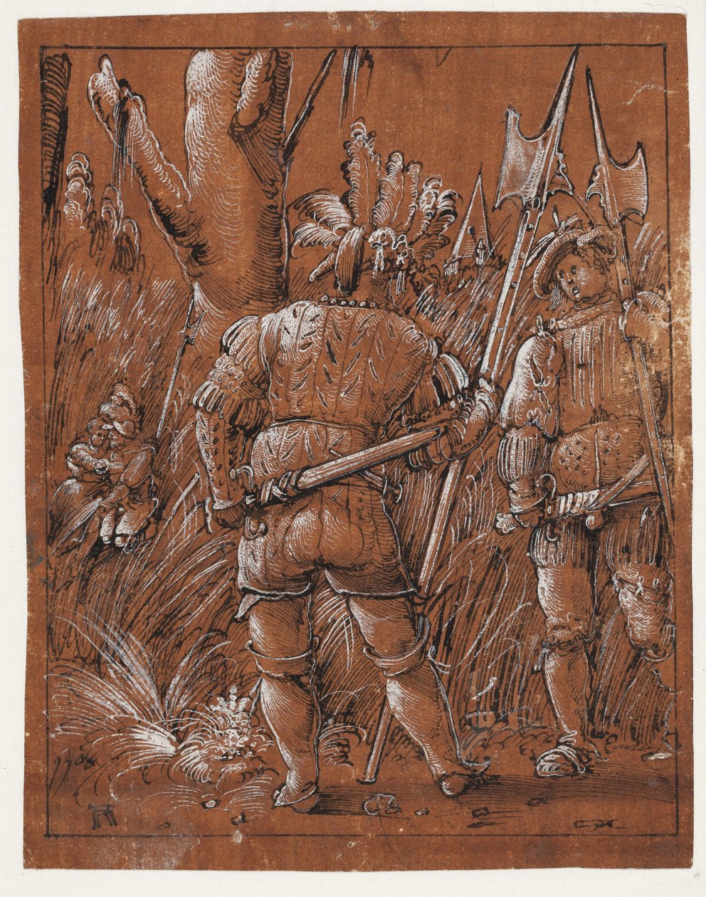 Två lansquenets tittar på ett par älskare av Albrecht Altdorfer