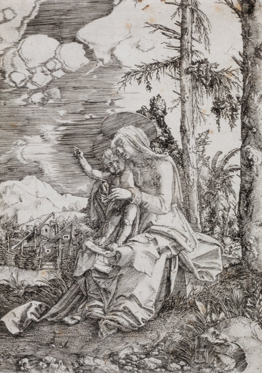 Jungfrun och barnet i ett landskap av Albrecht Altdorfer