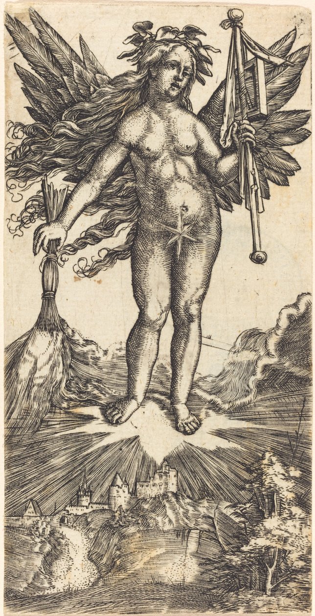 Bevingad kvinna på en stjärna av Albrecht Altdorfer