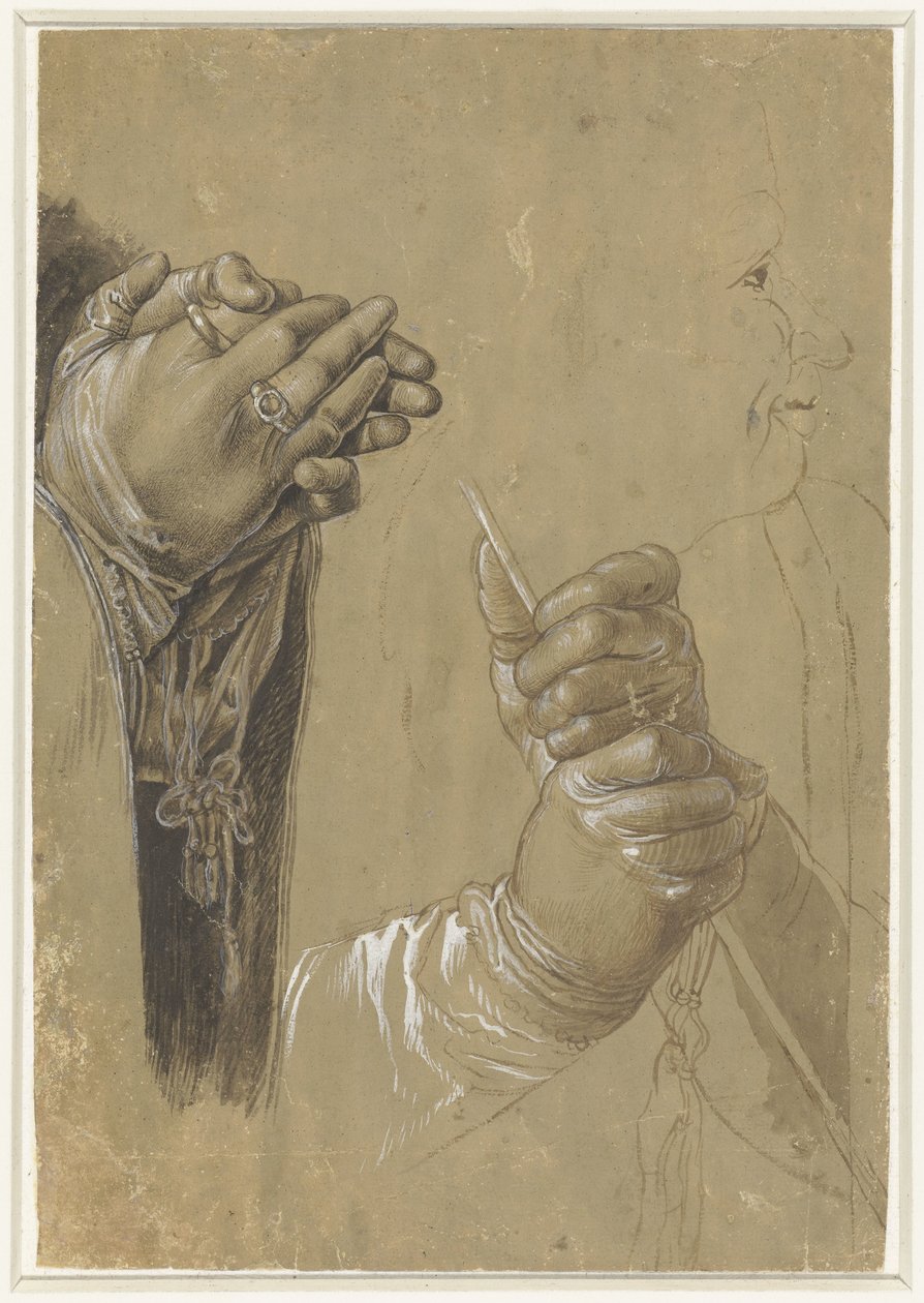 Händer och ett profilhuvud av Albrecht Dürer (possibly)