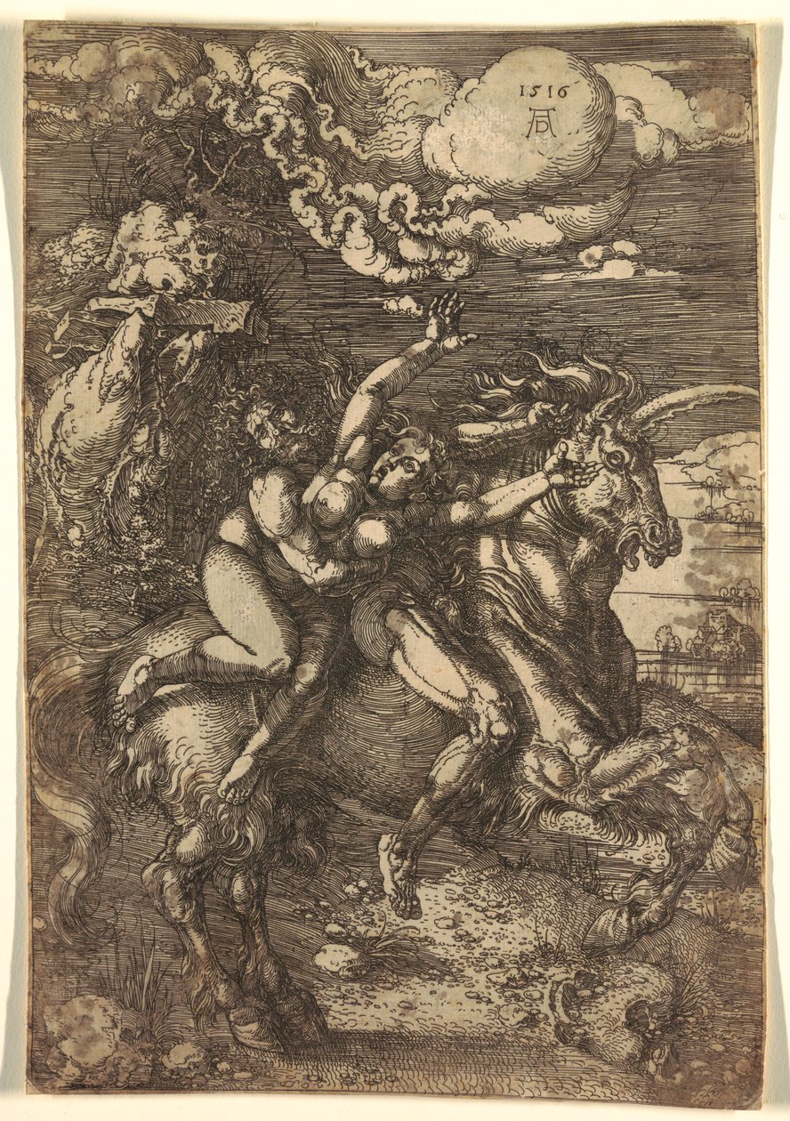 Bortförande av proserpin på en enhörning av Albrecht Dürer