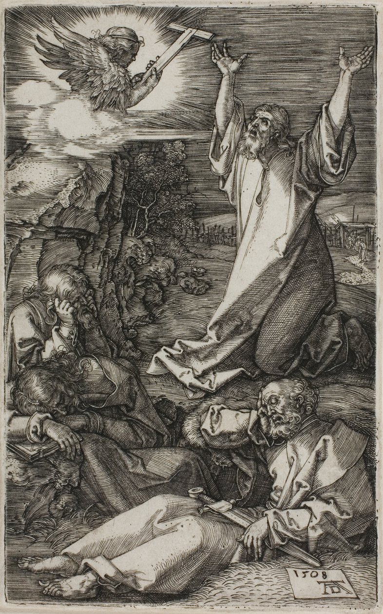 Agony in the Garden, från The Engraved Passion av Albrecht Dürer
