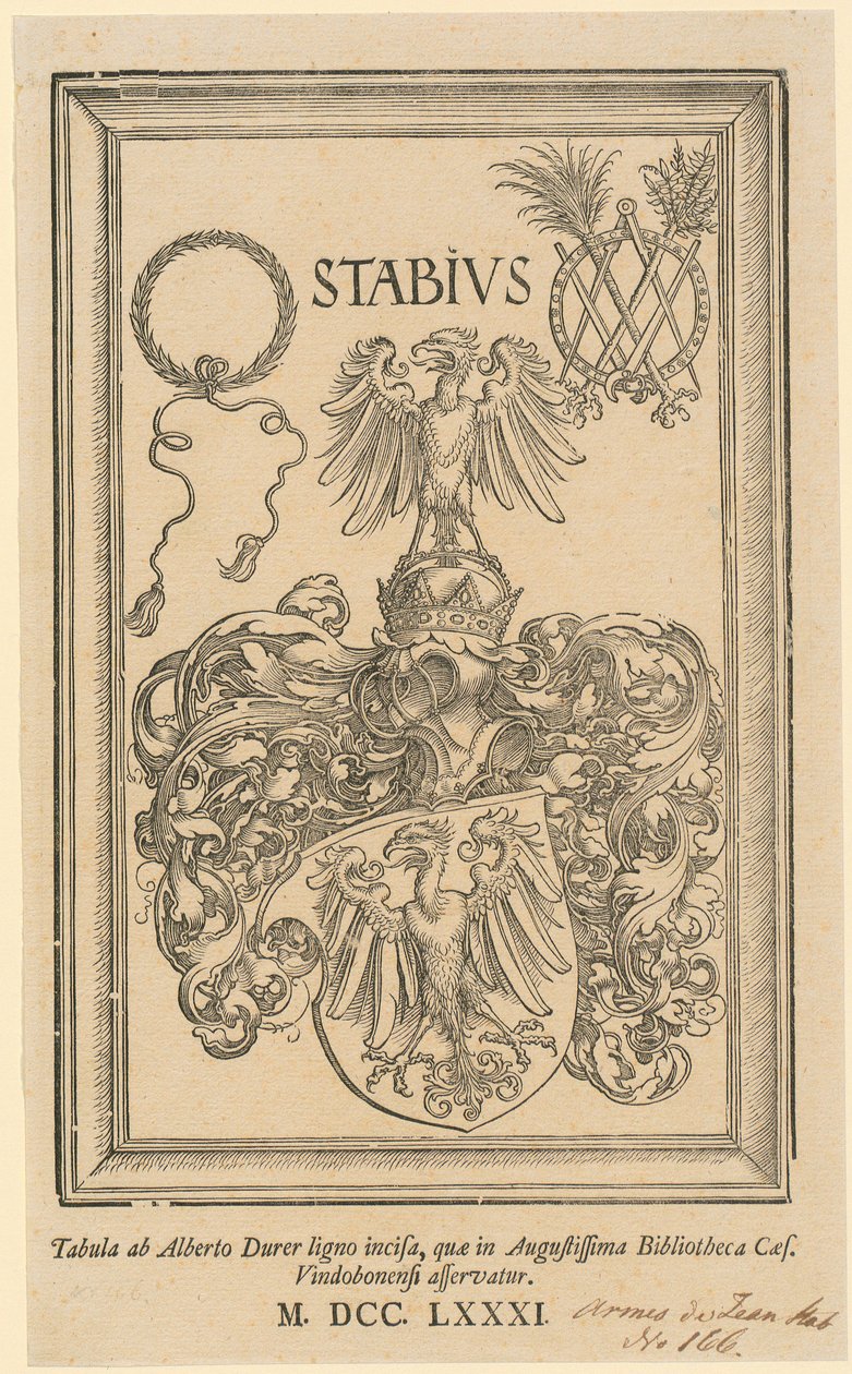 Allegori med rikets och staden Nürnbergs vapensköldar av Albrecht Dürer