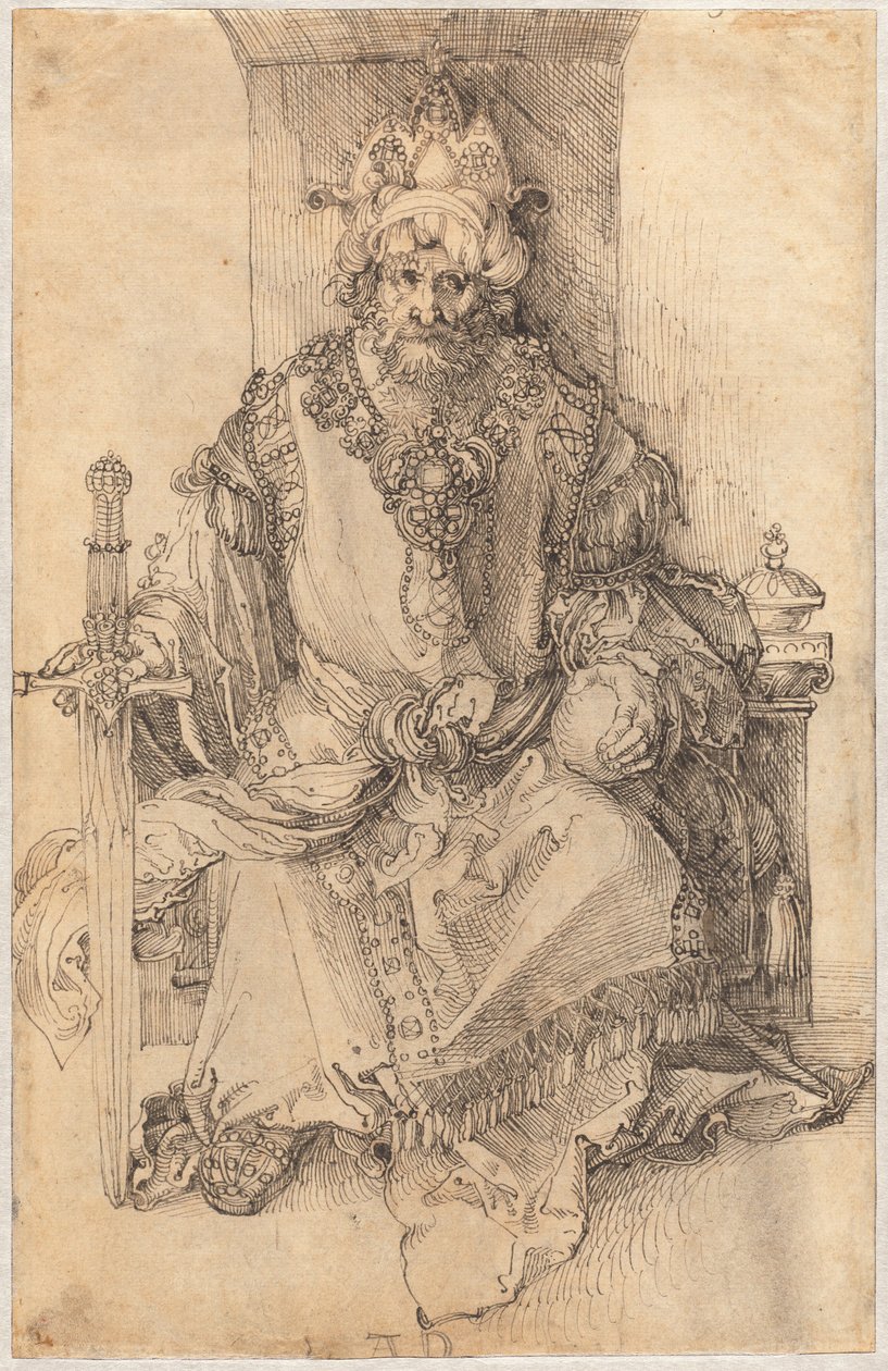 En östlig härskare sittande på sin tron av Albrecht Dürer