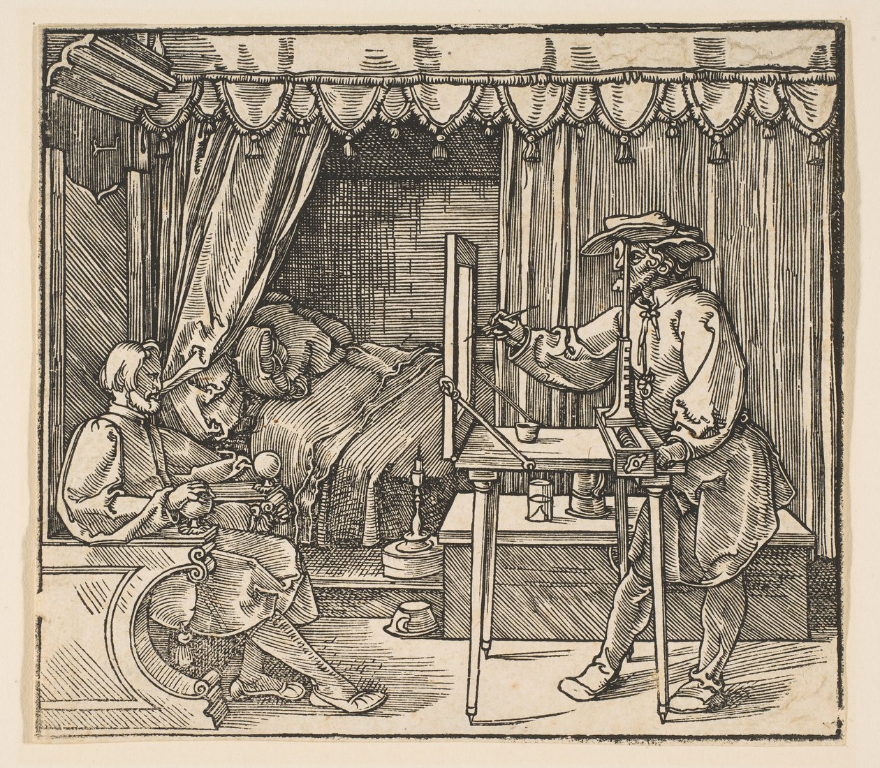 Konstnär som ritar ett porträtt av en man.a.n.d. av Albrecht Dürer