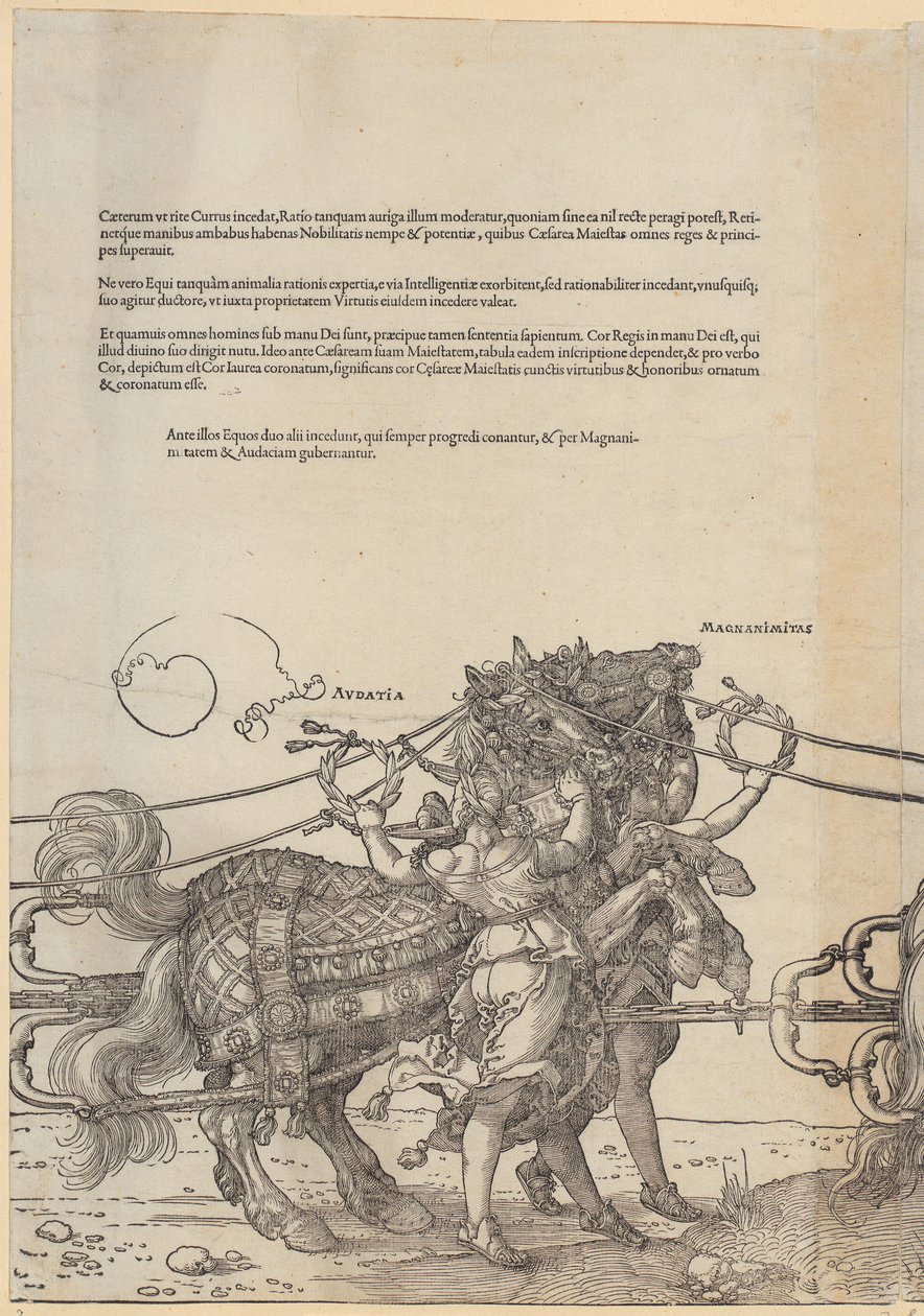 Audatia, blad 7 i serien ”Den stora triumfvagnen” av Albrecht Dürer