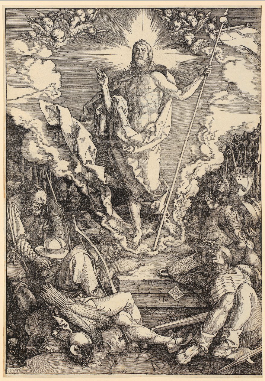 Kristi uppståndelse, blad 12 i serien ”Den stora passion” av Albrecht Dürer