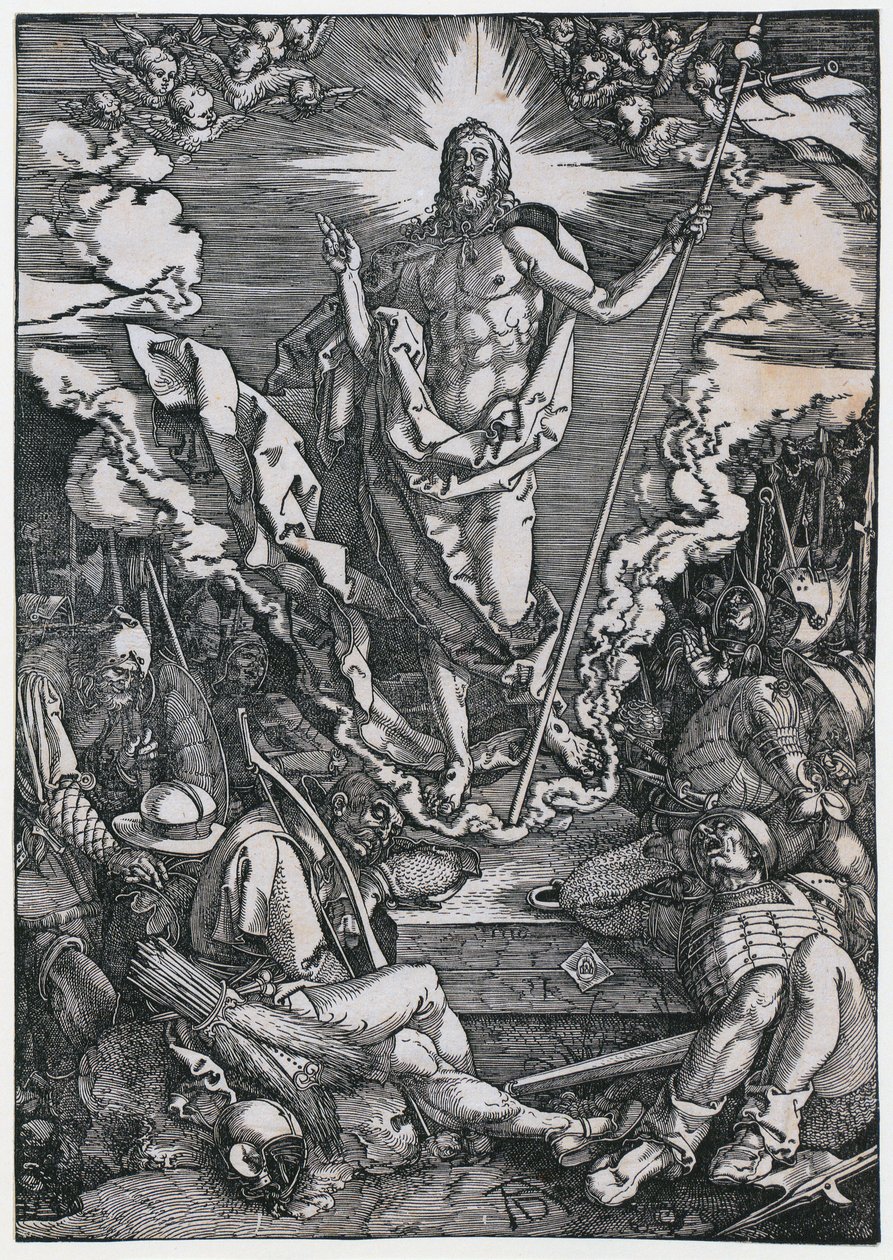 Kristi uppståndelse, blad 12 i serien ”Den stora passion” av Albrecht Dürer