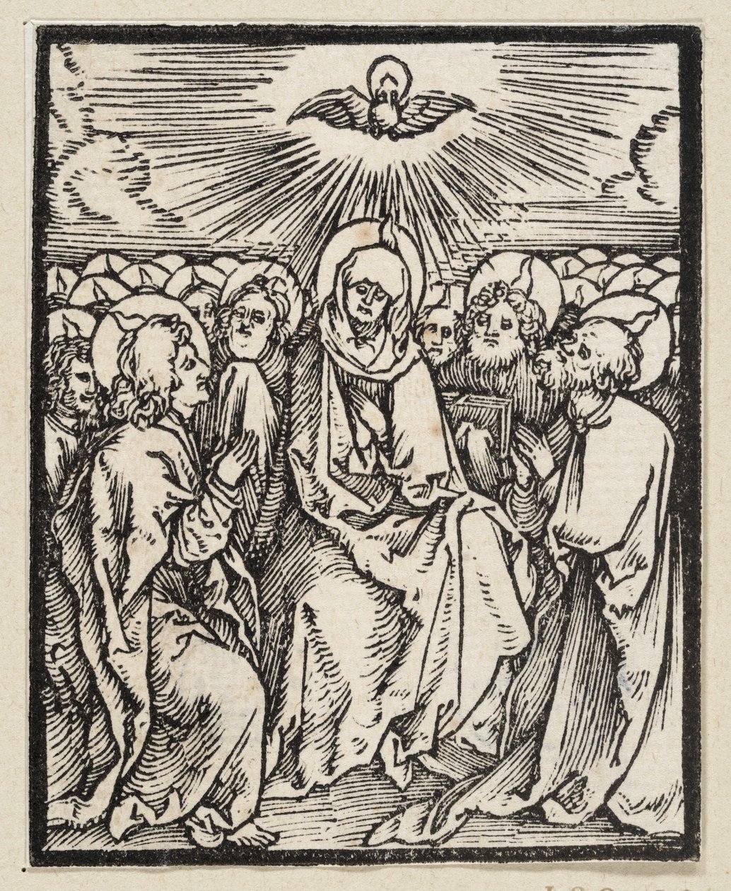 Den helige andes utgjutelse (ur: Postilla, 43 träsnitt) av Albrecht Dürer