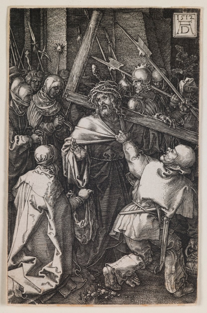 Bearing of the Cross, från serien "The Engraved Passion" av Albrecht Dürer