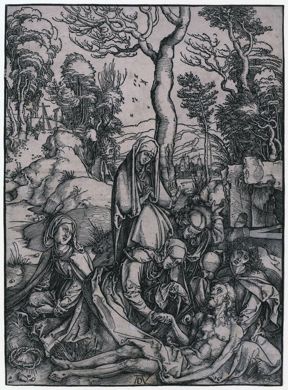 Kristi begravning, blad 9 i serien ”Den stora passion” av Albrecht Dürer