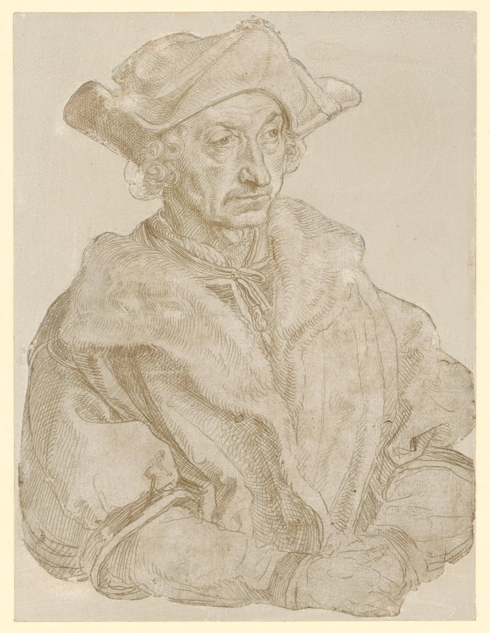 Porträtt av en äldre, skägglös man (Sebastian Brant) av Albrecht Dürer