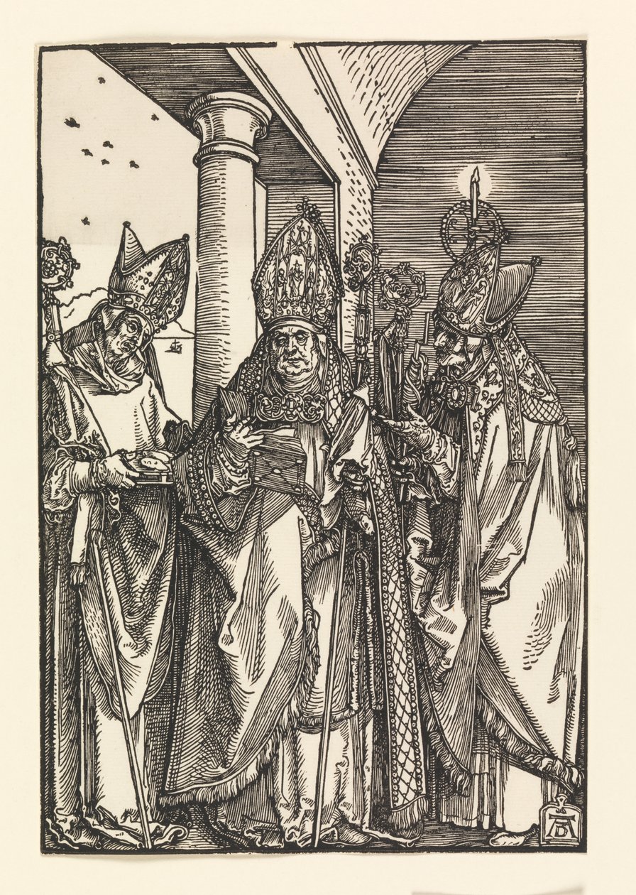 Biskoparna Nicholas, Ulric, Erasmus av Albrecht Dürer