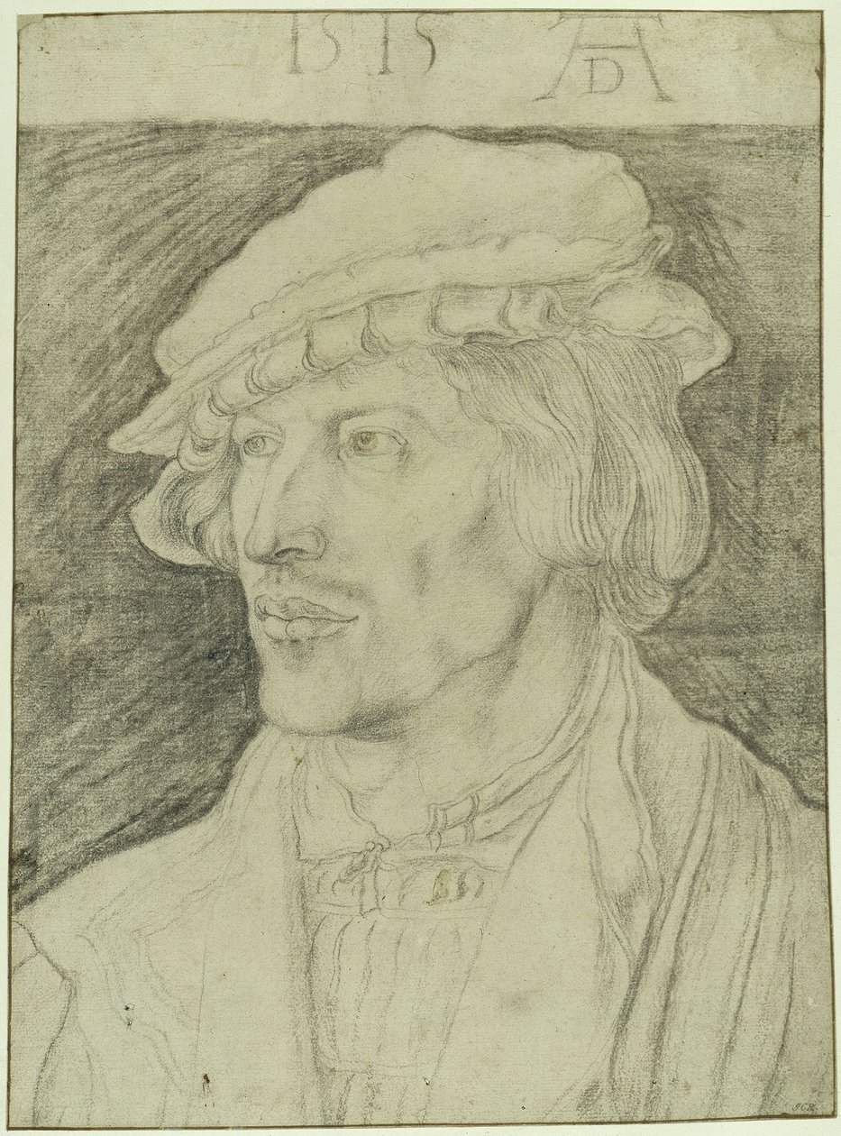 Bröstbild av en skägglös ung man, vänd mot vänster av Albrecht Dürer