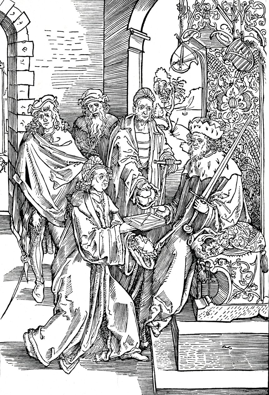 Celtes presenterar sin bok för kurfursten av Sachsen, 1501 1906 av Albrecht Dürer