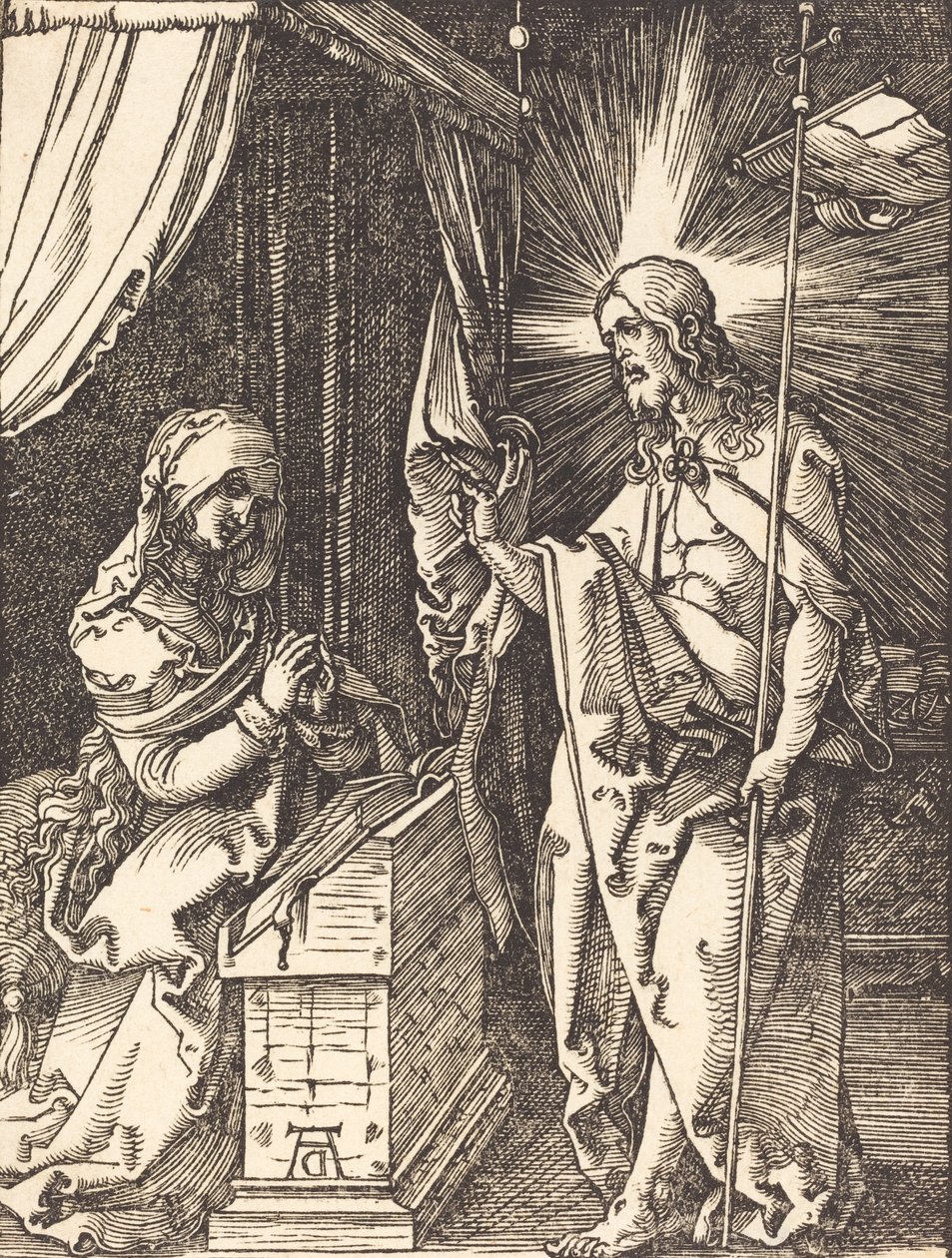 Kristus visar sig för sin mor, förmodligen ca. 15091510. av Albrecht Dürer