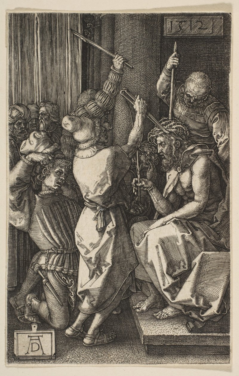 Kristus krönt med törnar, från den graverade passionen, 1512. av Albrecht Dürer