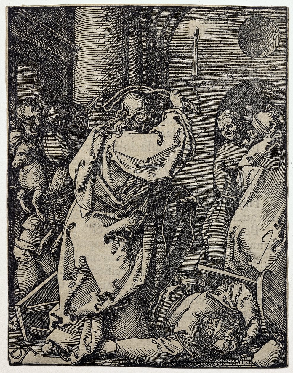 Kristus driver växlarna från templet, nej. 7 från serien "The Small Passion" av Albrecht Dürer