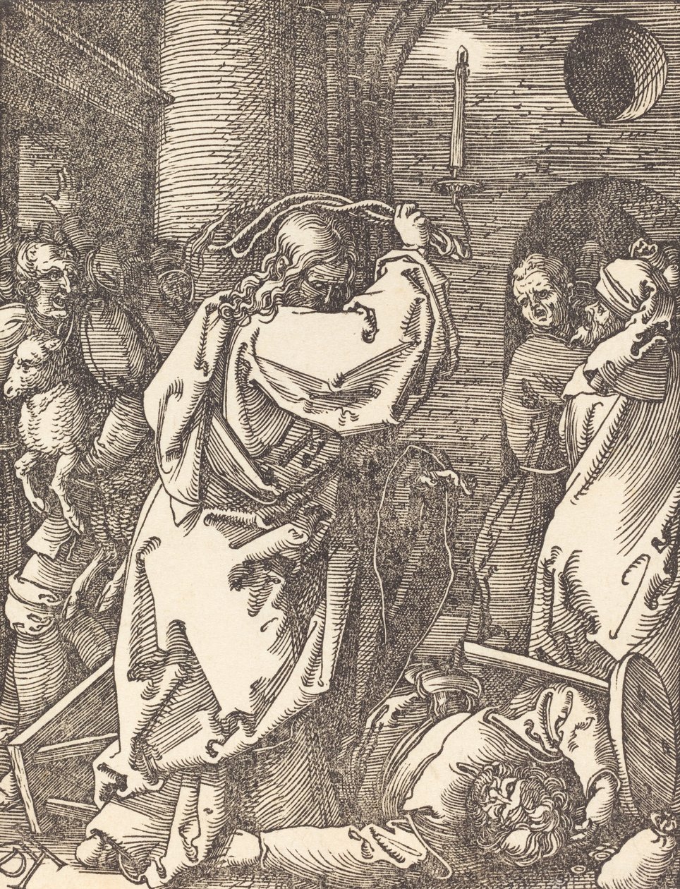 Kristus utvisar penninglångarna från templet, troligen ca. 15091510. av Albrecht Dürer