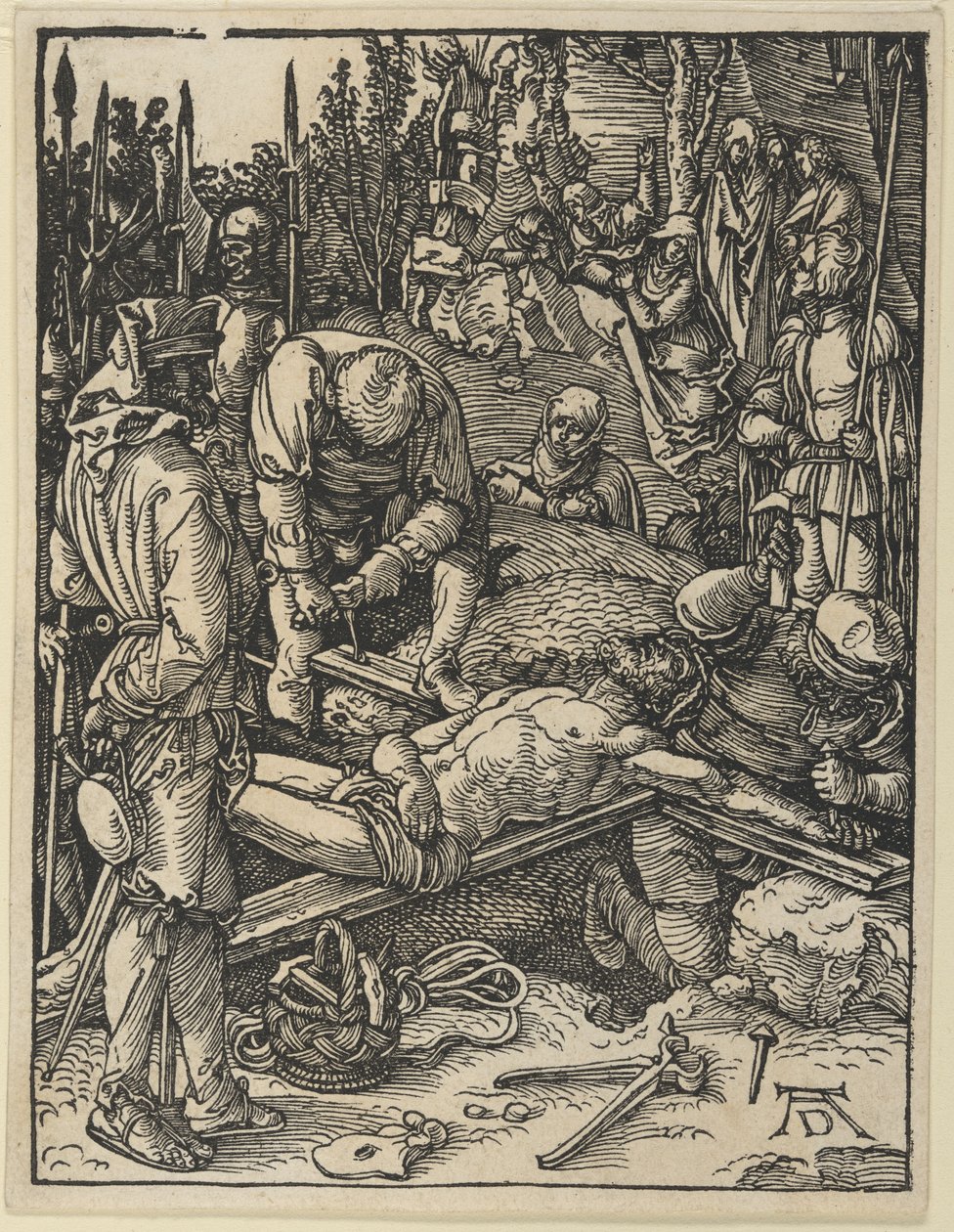 Kristus spikad på korset, ur Den lilla passionen av Albrecht Dürer