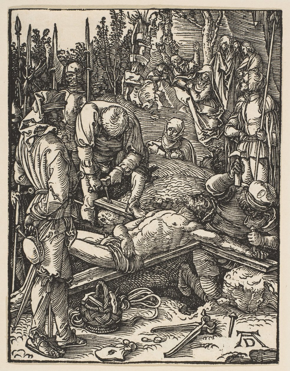 Kristus Nailed to the Cross, från The Small Passion, ca. 1509. av Albrecht Dürer