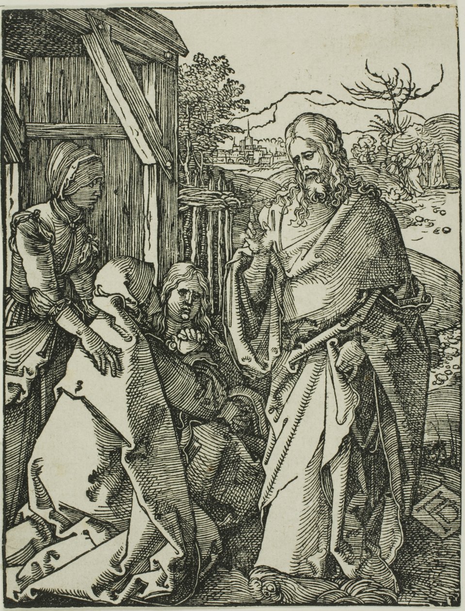 Kristus tar avsked med sin mor, från The Small Woodcut Passion av Albrecht Dürer