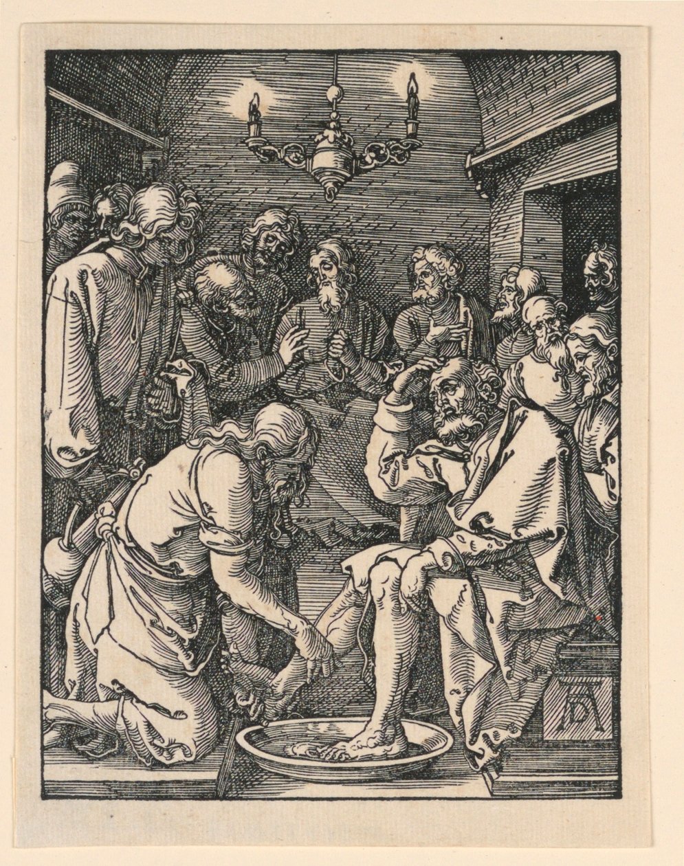 Kristus tvättar fötterna, från The Little Passion-serien av Albrecht Dürer