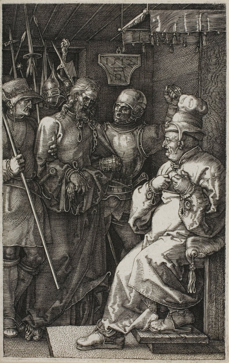 Kristus före Kaifas, från The Engraved Passion av Albrecht Dürer