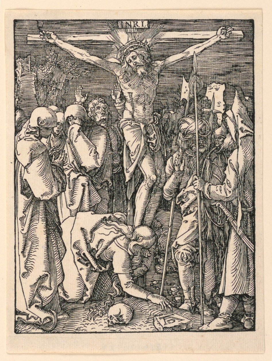 Kristus på korset (Korsfästelsen), från The Little Passion-serien av Albrecht Dürer