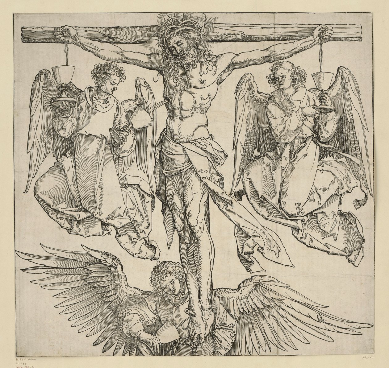 Kristus på korset med tre änglar av Albrecht Dürer